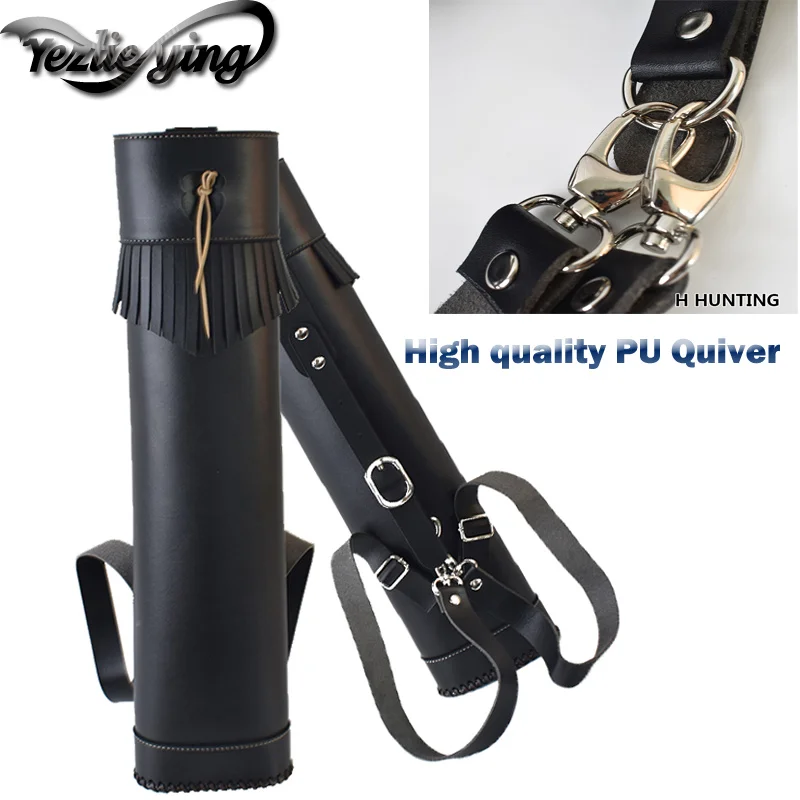 

Traditional PU Leather Back Archery Quiver Arrow Holder Bow Portable Black