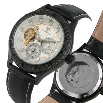 

Fashion Tourbillon Automatic Mechanical Watches Self Wind For Men Classic Steel Skeleton Calendar Dial Mechanical Wristwatches