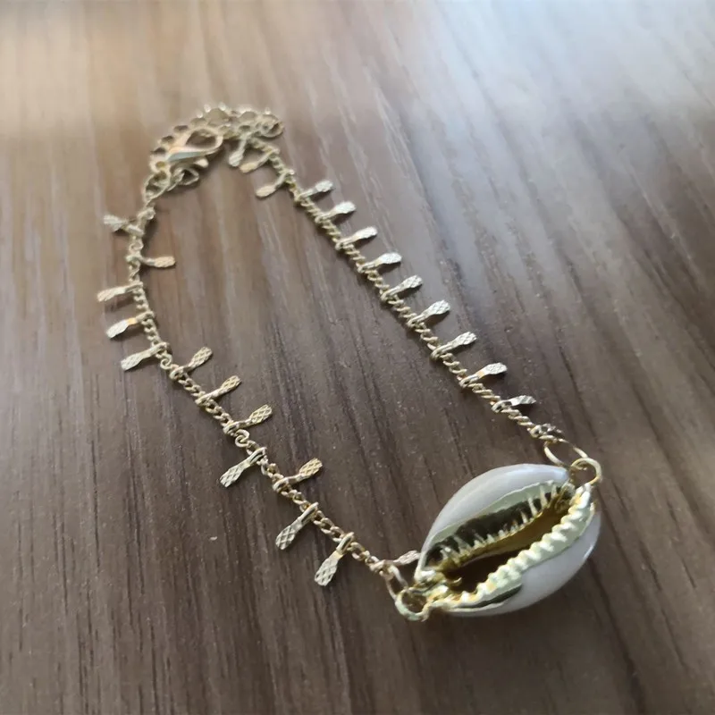 Модный золотой очаровательный браслет Cowrie Shell для женских богемных ювелирных