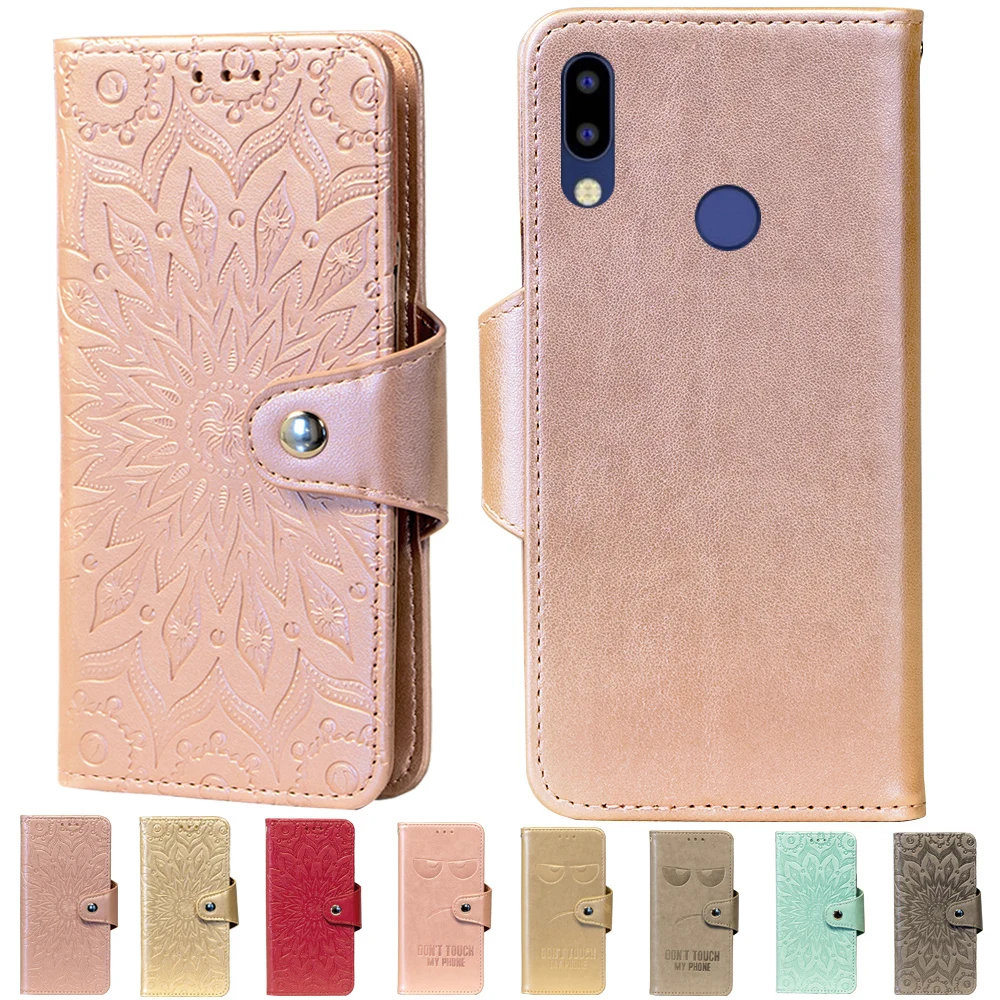 Embossing Stand Flip PU Leather wallet Case Cover For