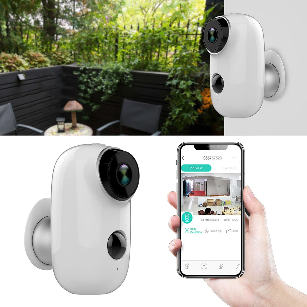 

Home Safety Wireless IR Security Camera Wide Angle Indoor Easy Install Battery Powered Low Power Consumption Rechargeable WIFI