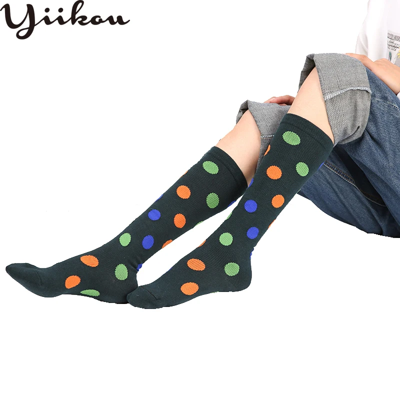 

Female autumn winter micro pressure cotton color wave point stockings women color striped stockings girl trend stockin