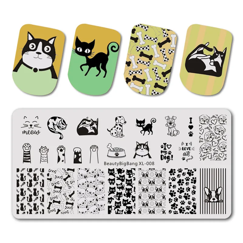 BeautyBigBang пластины для штамповки ногтей 6*12 см лист оболочки изображения штамп для штамповки ногтей Кошка Собака пластина шаблон для ногтей BBB XL-001