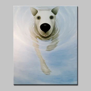 

Hand Painting Cartoon Oil Painting On Canvas Abstract Animal Oil Painting Wall Art For Home Decoration The Dog Back Unframed