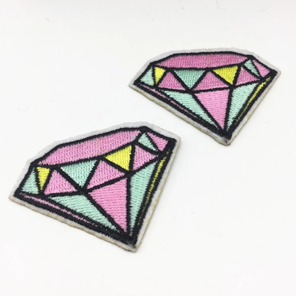 

2pcs Pastel Diamond (Iron On) Embroidery Applique Patch Sew Iron Badge Patches Sewng Accessories 6x4.5cm