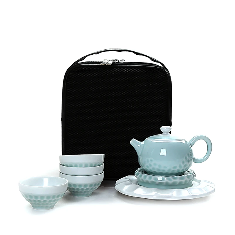 Celadon Portable Travel Tea Sets Ceramic Kung Fu Teapots Tea Cups