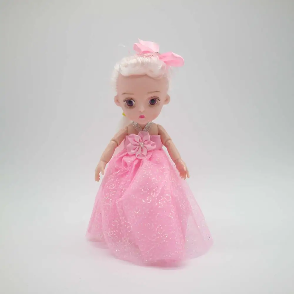 Маленькая кукла принцессы 1/8 Милая bjd 1/8 шарнирное тело 3D глаз пластиковая кукла подходит для 1 \ 8 парик лицо может DIY окружность головы 14 см - Цвет: doll and clothes