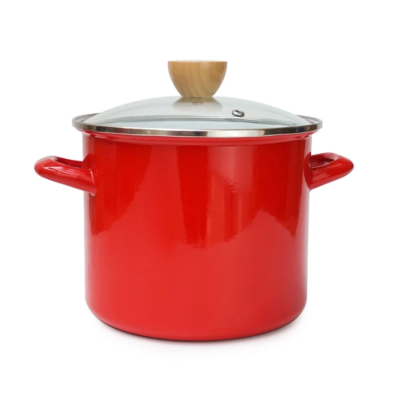 

5L/6L Japanese Style Large Capacity Enamel Cooking Pot Thickened Soup Pot Stockpot Double Handle For Induction Cooker Gas Stove