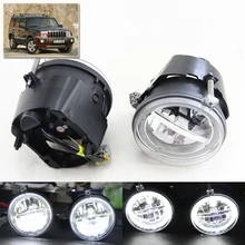 Xenon Blanco Luz de Niebla del Led Kits de Montaje W/DRL Angel Eyes Anillos de Halo Para Jeep Commander Grand Cherokee Dodge Chrysler