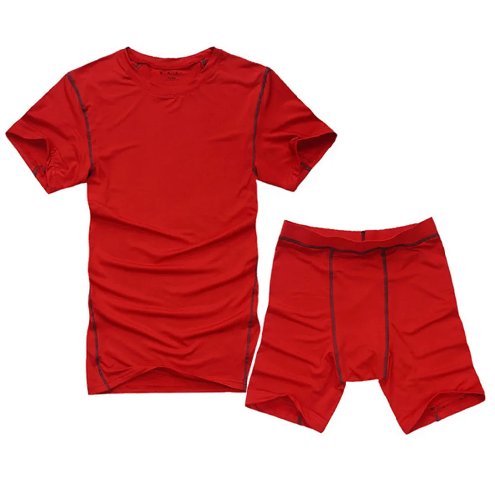 Men s Sport Suits Compression Base Layers Running Gym Under Tops Tight Shorts Set Free Shipping