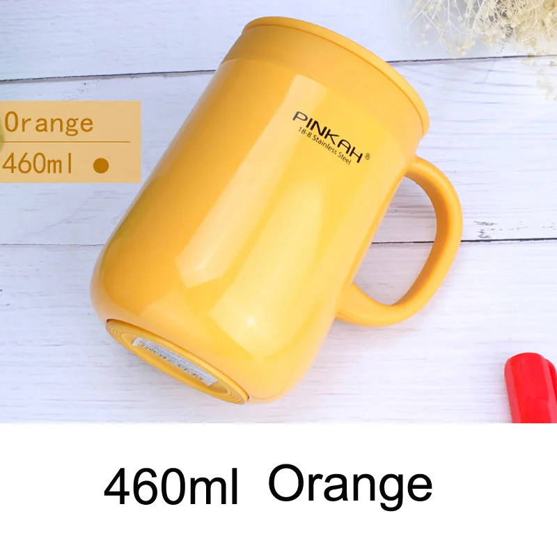 Оригинальная термос-бутылка PINKAH Termos, вакуумная колба, стакан из нержавеющей стали, Термокружка для кофе, дорожная Термокружка, охлаждающая бутылка - Цвет: 460ml Orange