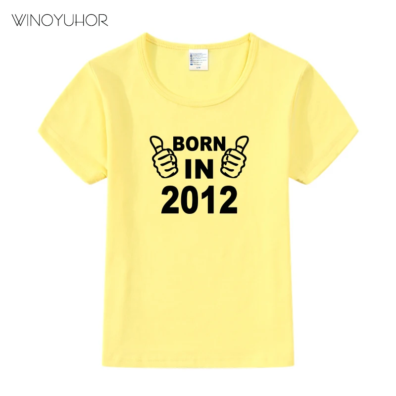 Born In 2012, футболка с буквенным принтом, детские футболки с короткими рукавами, футболки для детей 7 лет, подарок на день рождения, топы для мальчиков и девочек, футболки