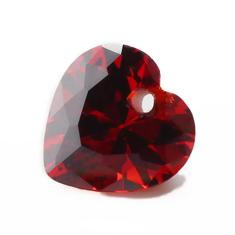 Heart Shape Garnet Cubic Zirconia Loose Stones hole cubic zirconia for jewelry making | Украшения и аксессуары