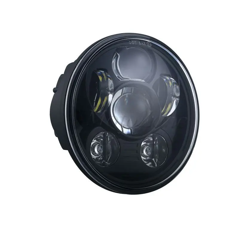 5.75 Inch Motorcycle Parts Black LED Headlight 5-3/4&quot Projector Round Headlamp Compatibility For Harley Sportster Iron 883 Dyna |