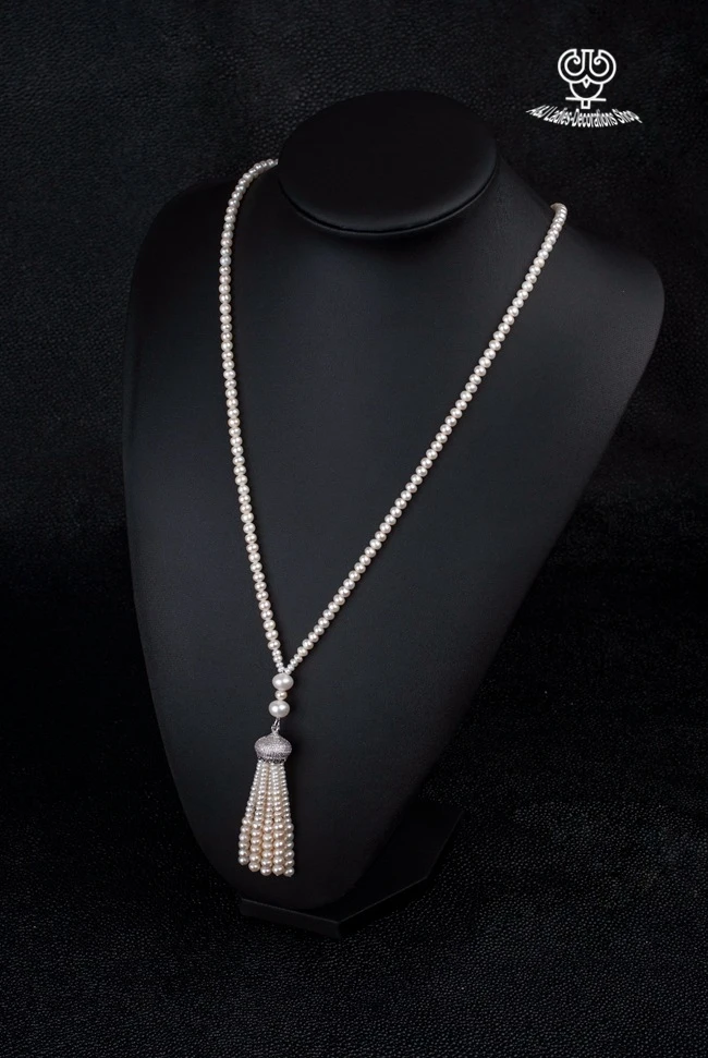 wholesale  AA   8mm fashion natural  pearl necklace  68cm in length with 8cm tassel