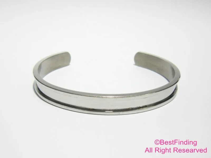Buy Stainless steel cuff bracelet grooved Cuff bangles