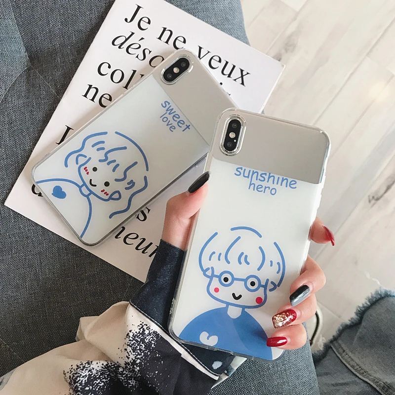 Cute Girl&ampBoy Couple Cartoon Phone Case For Iphone 6 7 8 S Plus X XR XS XSMAX Apple Accessoreis Soft Silicone Protective Cover |