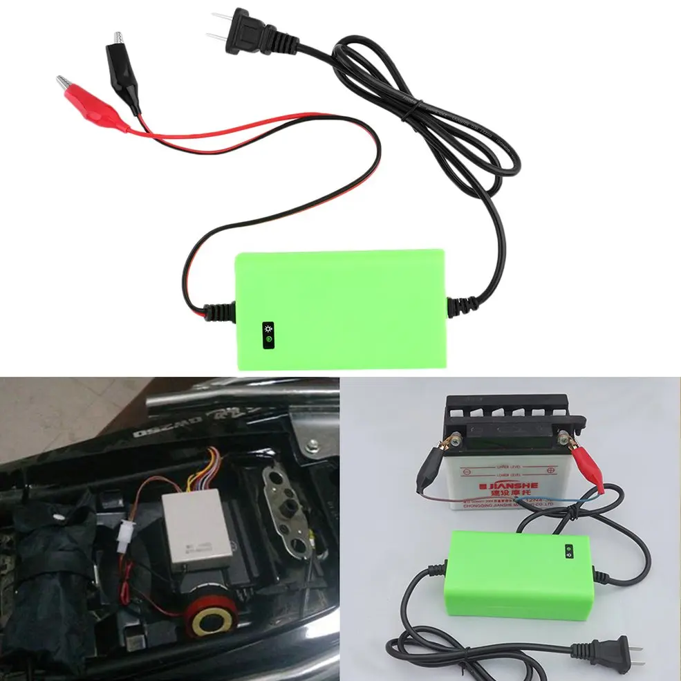 

12V 2A Intelligent Auto Car Battery Charger Voltage Rechargeable Battery Power Charger 220V Automatic Power Supply Green Color
