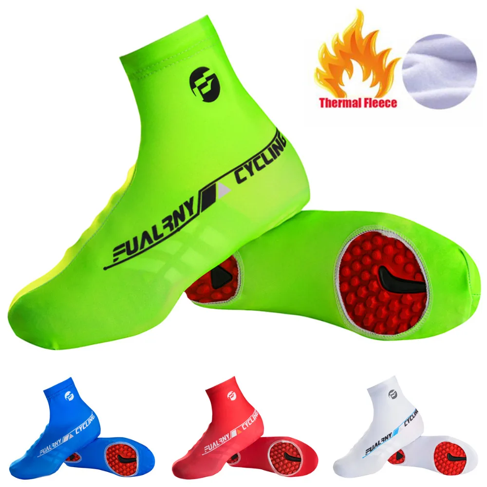 

1 pair thermal fleece cycling shoe covers winter overshoes covers warm windproof bicycle cycling shoe covers 6 colors