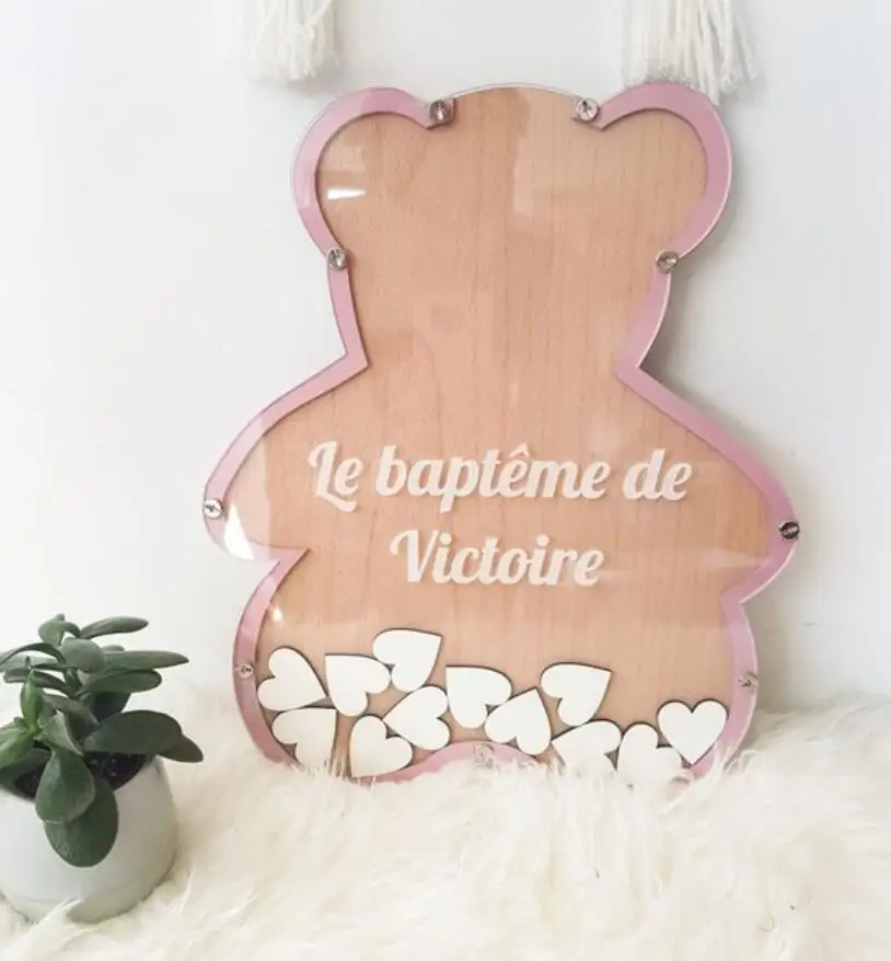 

personalized bear-baptism communion birthday sign-memory Drop Box, Baptism Guest Book Alternative, Baby Shower Wishes Guest Book