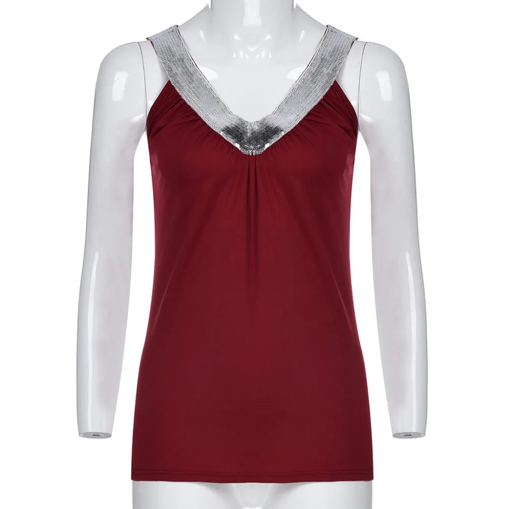2019 Women's v-neck plus size sexy tops and blouses sleeveless loose beach tops and blouses summer et chemisiers femme  40J12 (26)