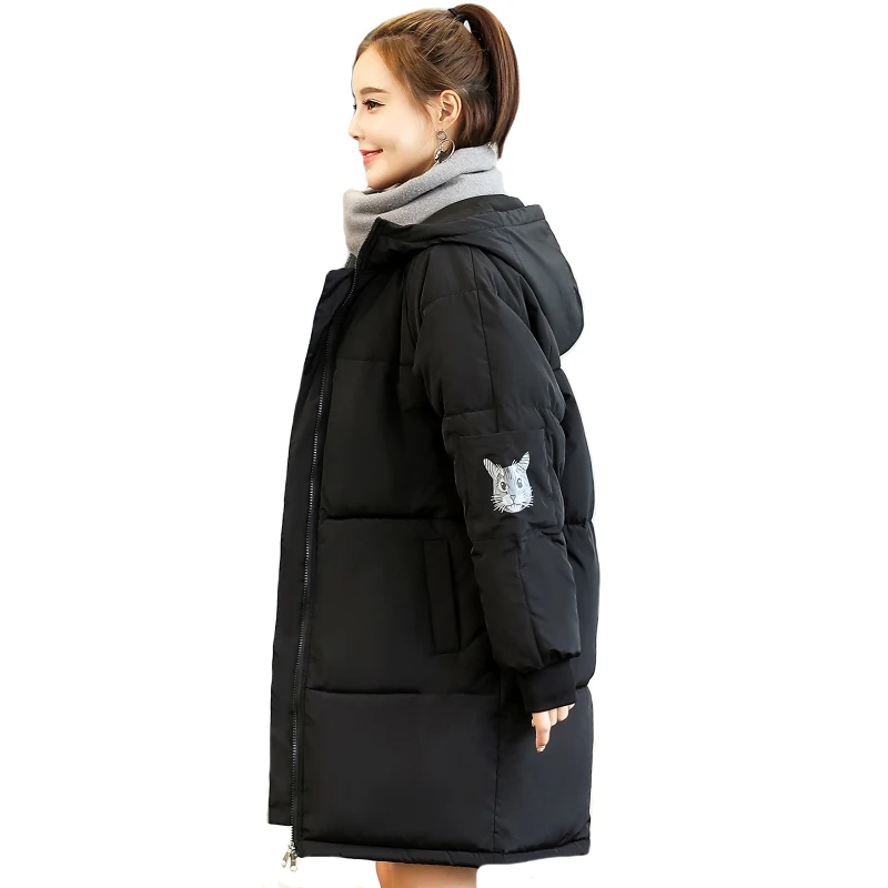 

2019 Korean Style Women Winter Jacket Hooded Long Loose Female Coat Padded Warm Thicken Parka Mujer Invierno