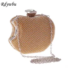 Rdywbu роскошное яблоко со стразами вечерняя сумка-Новая Акция Женская расшитая кристаллами сумочка-клатч кошелек Свадебная вечеринка цепь сумка B640002