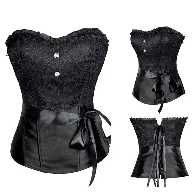Lace Strapless Sexy Overbust Corset Exotic Summer Gothic Clothing Punk Corset Bustier Top Black Wedding Party Corselet Corset (2)