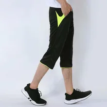 Для мужчин тренировочные брюки дышащие спортивные для бега Штаны до середины икры Длина для спортзала для игры в баскетбол Фитнес тренировка бега трусцой спортивные штаны