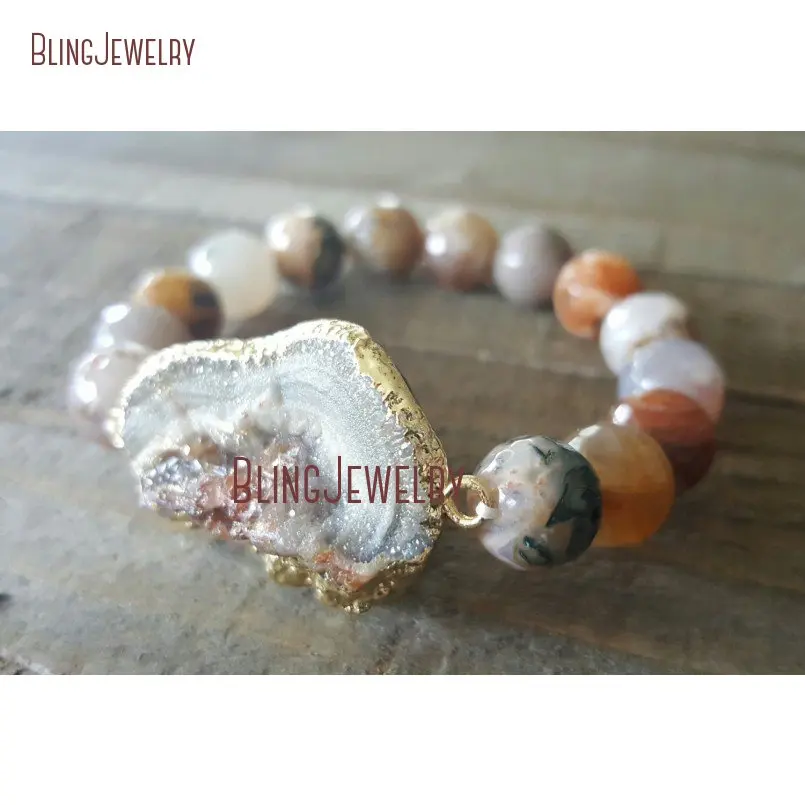 20181026-BM19026-Agate Bracelet Solar Agate  Double Bail Pendant