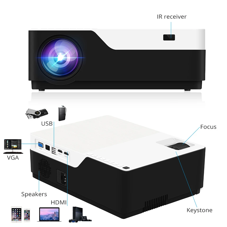  Vivicine M18 Full HD LED Projector Optional Android 9.0 HDMI USB PC 1080p Home Multimedia Video Gam