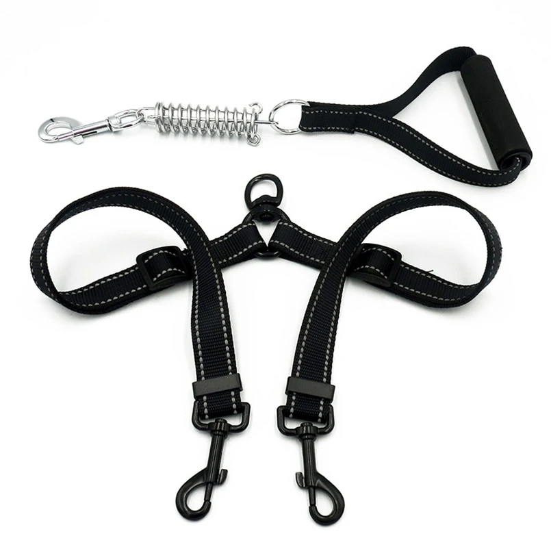 Dogbaby Soft Nylon Double head Dog Leashes Harness Adjustable