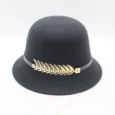 New 9 Colours Winter Autumn Imitation Woolen Fedoras Cap Basin of Dome Woolen Cloth Hat Female Cloth Basin Cap Fedora - Цвет: black