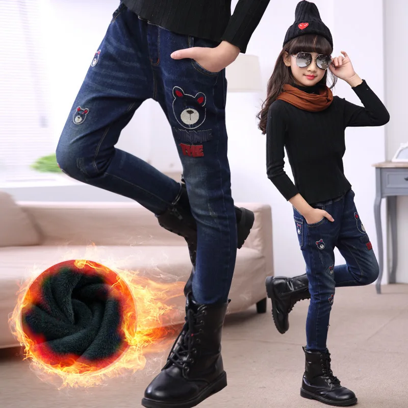 

Children'S Winter Jeans Plus Velvet Thickening Jeans Clothes For Girls 13 Years Warm jeans 12 Years Trendy Pant For Girls