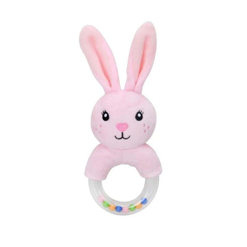 Cute Baby Rattle Toys Rabbit Plush Baby Cartoon Bed Toys for Newborn 0-24 Months Educational Toy Rabbit Bear Hand Bells - Цвет: pink rabbit