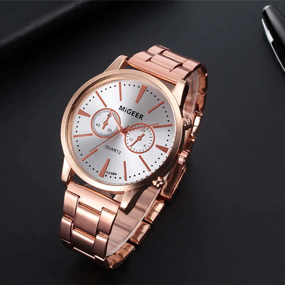 

Mans Watches 2019 New Fashion Man Crystal Stainless Steel Analog Quartz Wrist Watch Hot Sale montre homme Coated Glass