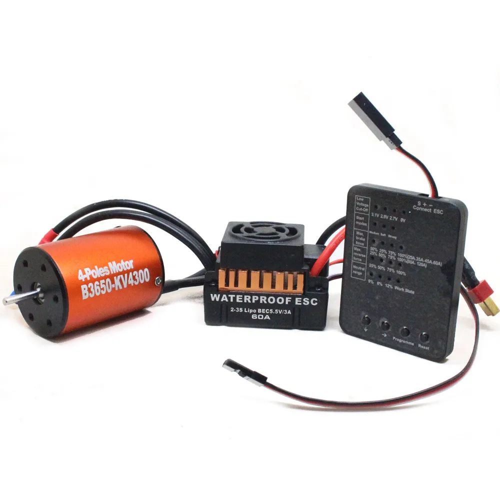 

3650 4300KV Brushless Motor+60A ESC +Program Card Combo For 1/10 RC Car Truck Jul10
