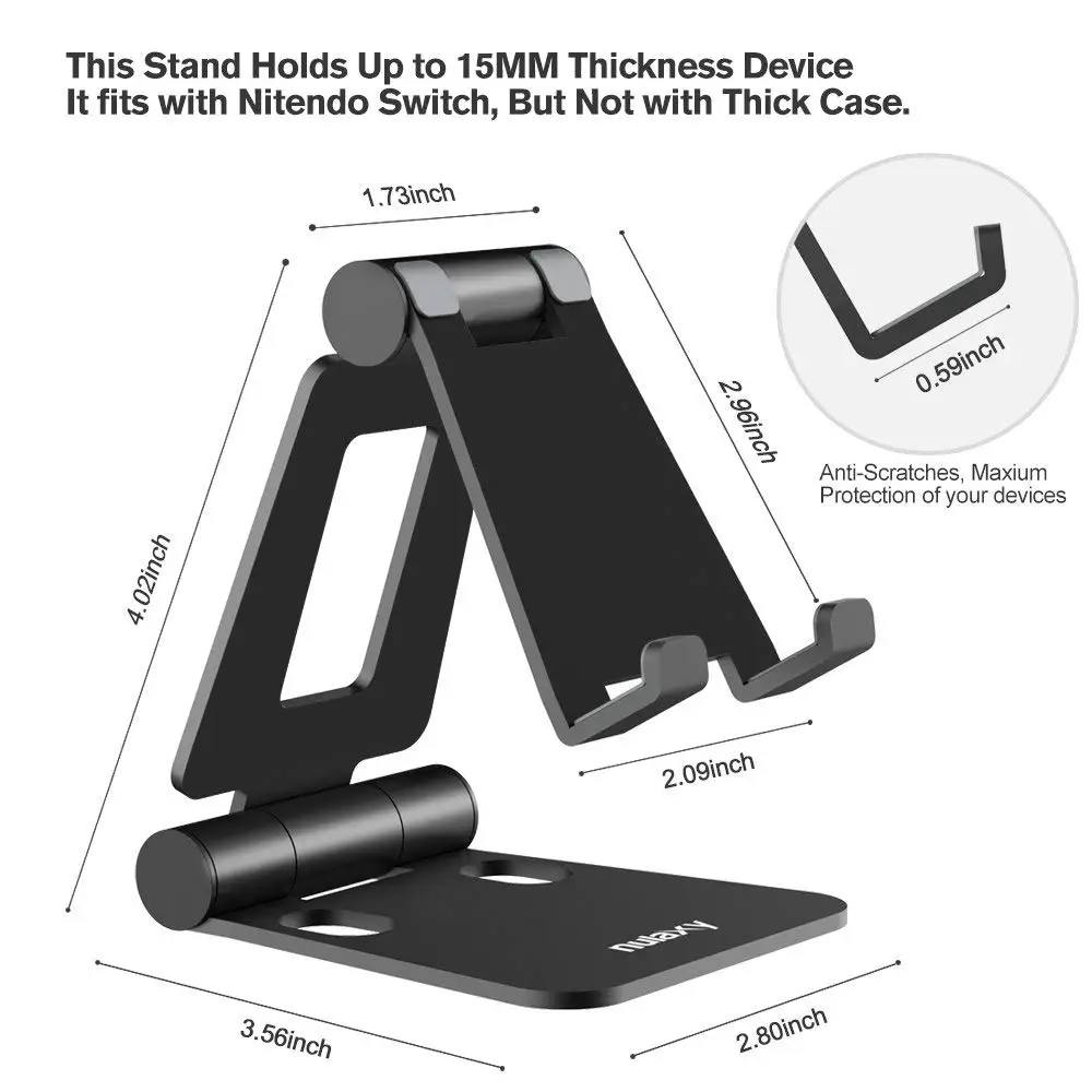 Nulaxy Portable Phone Stand for iPhone X 8 Portable Aluminum Alloy Adjustable Desktop Holder Dock for iPad Switch Tablet Stand
