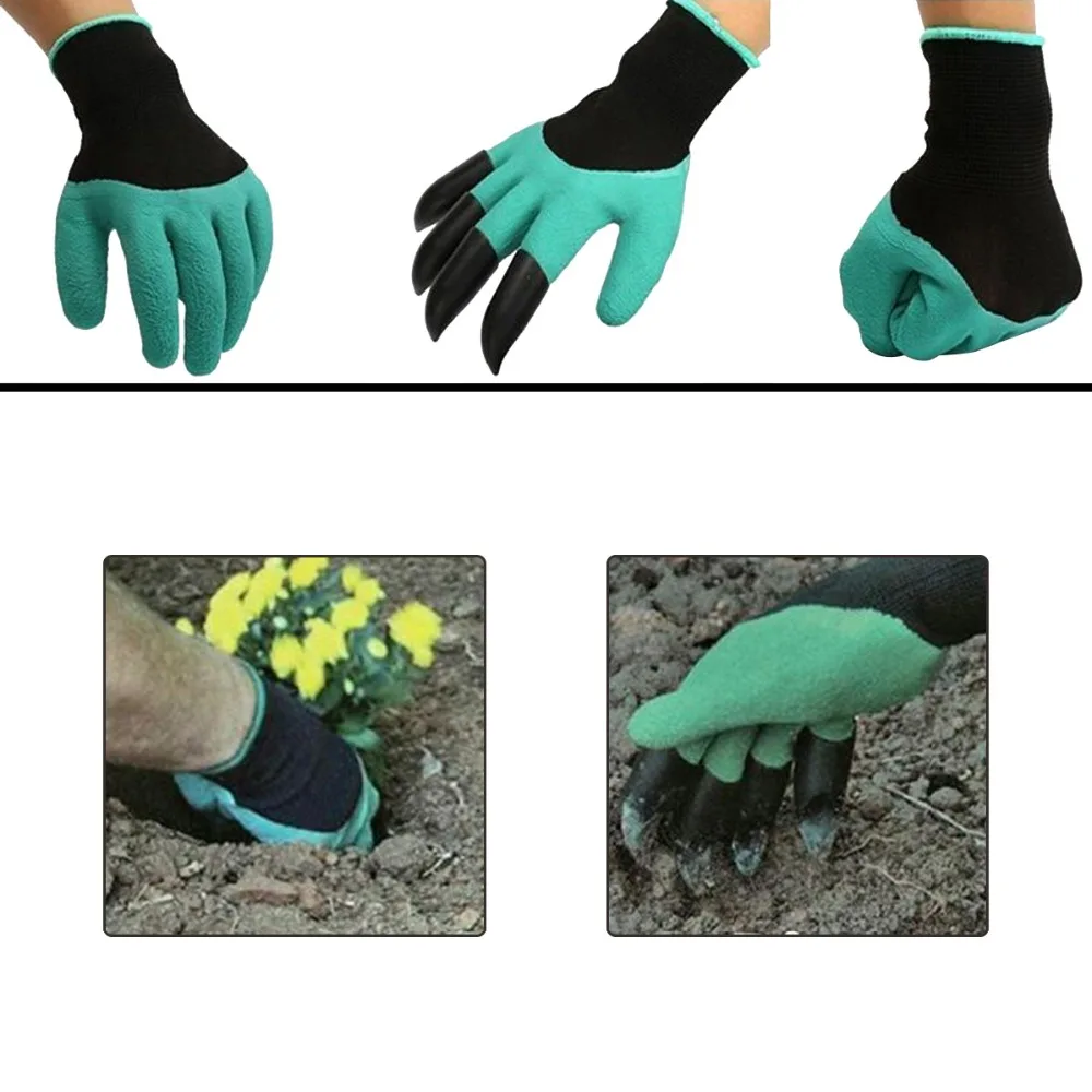 2017 Latex Garden Gloves for Digging & Planting with 4 ABS Plastic
