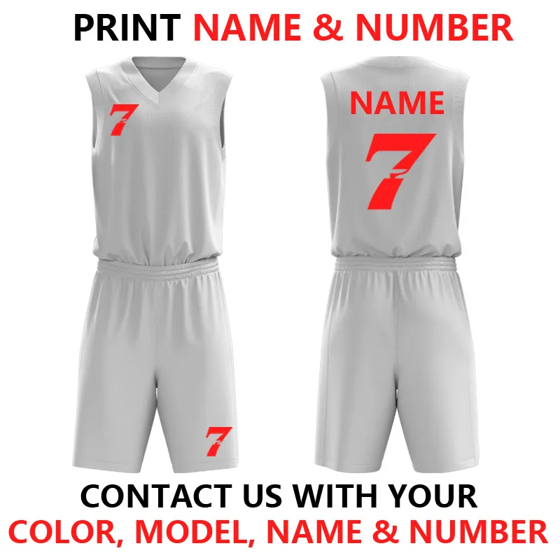 Баскетбольная майка Мужская индивидуальная баскетбольная форма полиэстер быстросохнущая баскетбольная рубашка шорты спортивный костюм принт имя номер логотипы - Цвет: print name number