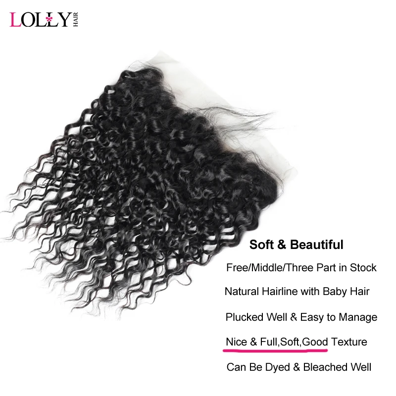  Lolly Indian Water Wave Frontal Baby Hair Non Remy Pre Plucked Human Hair Frontal Natural Color Ear