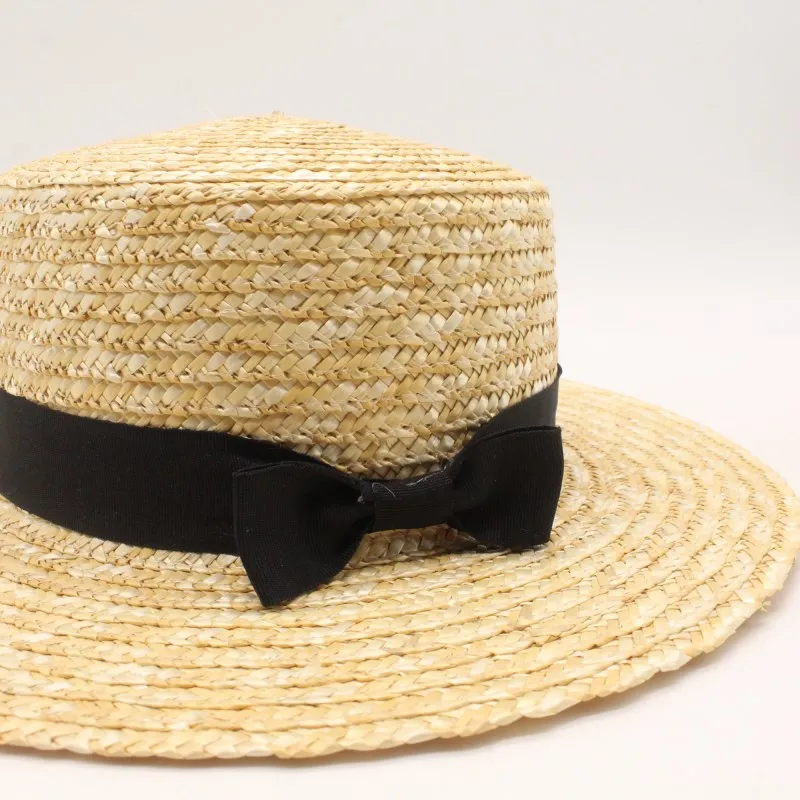 2019 واسعة الطاقية بريم قبعة 10 سنتيمتر 9 سنتيمتر حافة القش قبعة شقة المرأة الصيف كنتاكي ديربي قبعة الأبيض شريط أسود التعادل قبعة الشمس شاطئ كاب