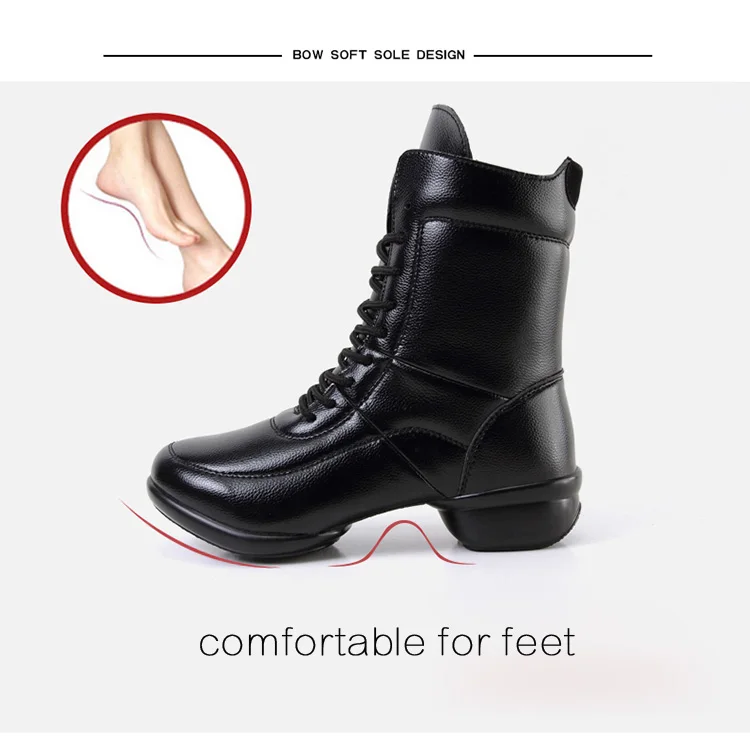 Brand New Genuine Leather Boots For Women Casual Shoes Square Heel Winter Shoes Woman Ankle Boots Botas Dance Shoes Black XZ65 (17)