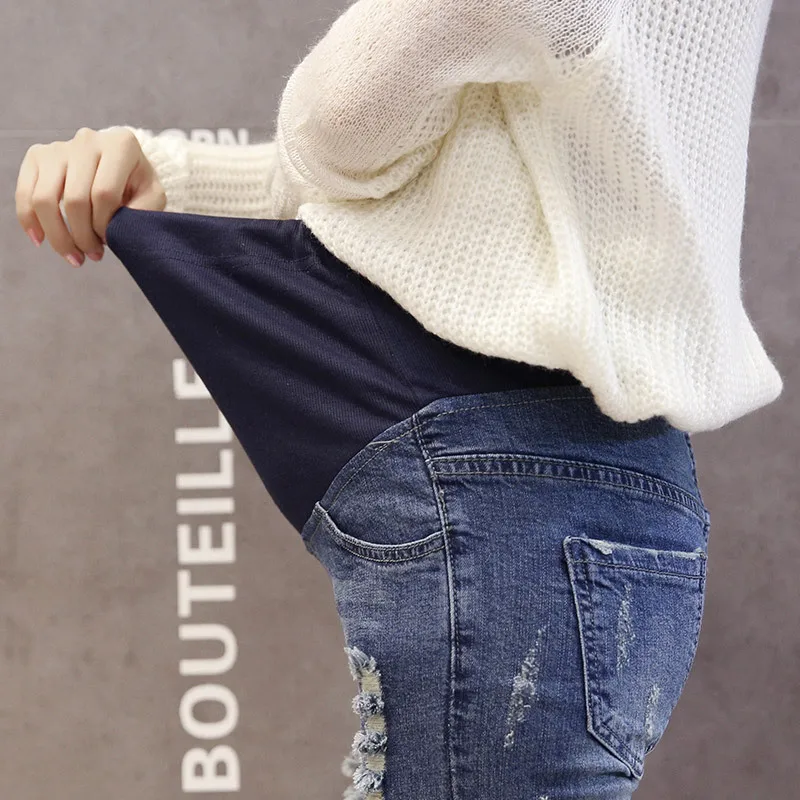 MODENGYUNMA Pregnant Woman Support Abdomen Maternity Jeans Fashion Pants Other Elastic Force Spring And Autumn Pregnancy Clothes