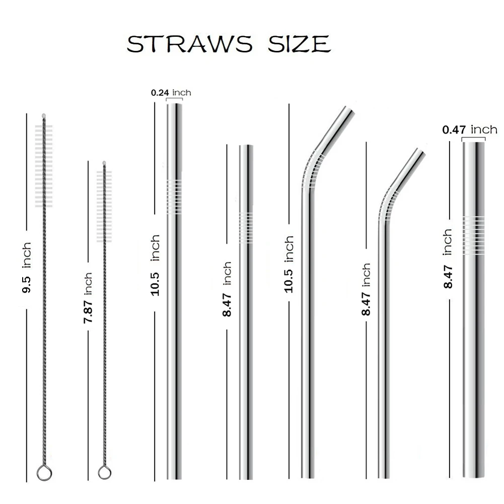 4 шт нержавеющей стали металла питьевой соломы Многоразовые трубочки и Чистящая щетка набор из нержавеющей стали набор соломинок