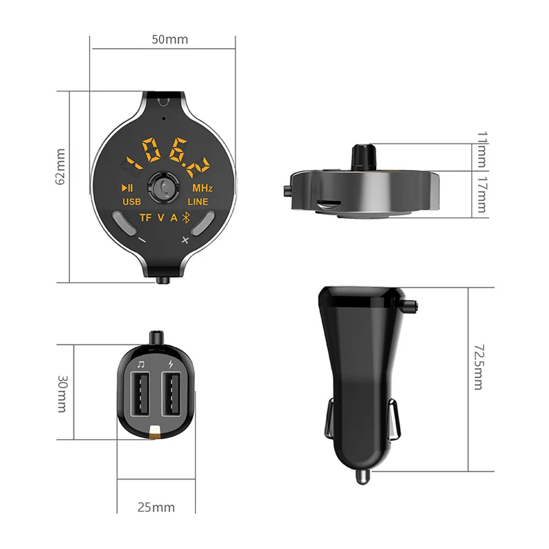 Nulaxy Wireless FM Transmitter Bluetooth Car Kit Car MP3 Player With LCD Display USB Charger Support TF Card For iPhone&Android