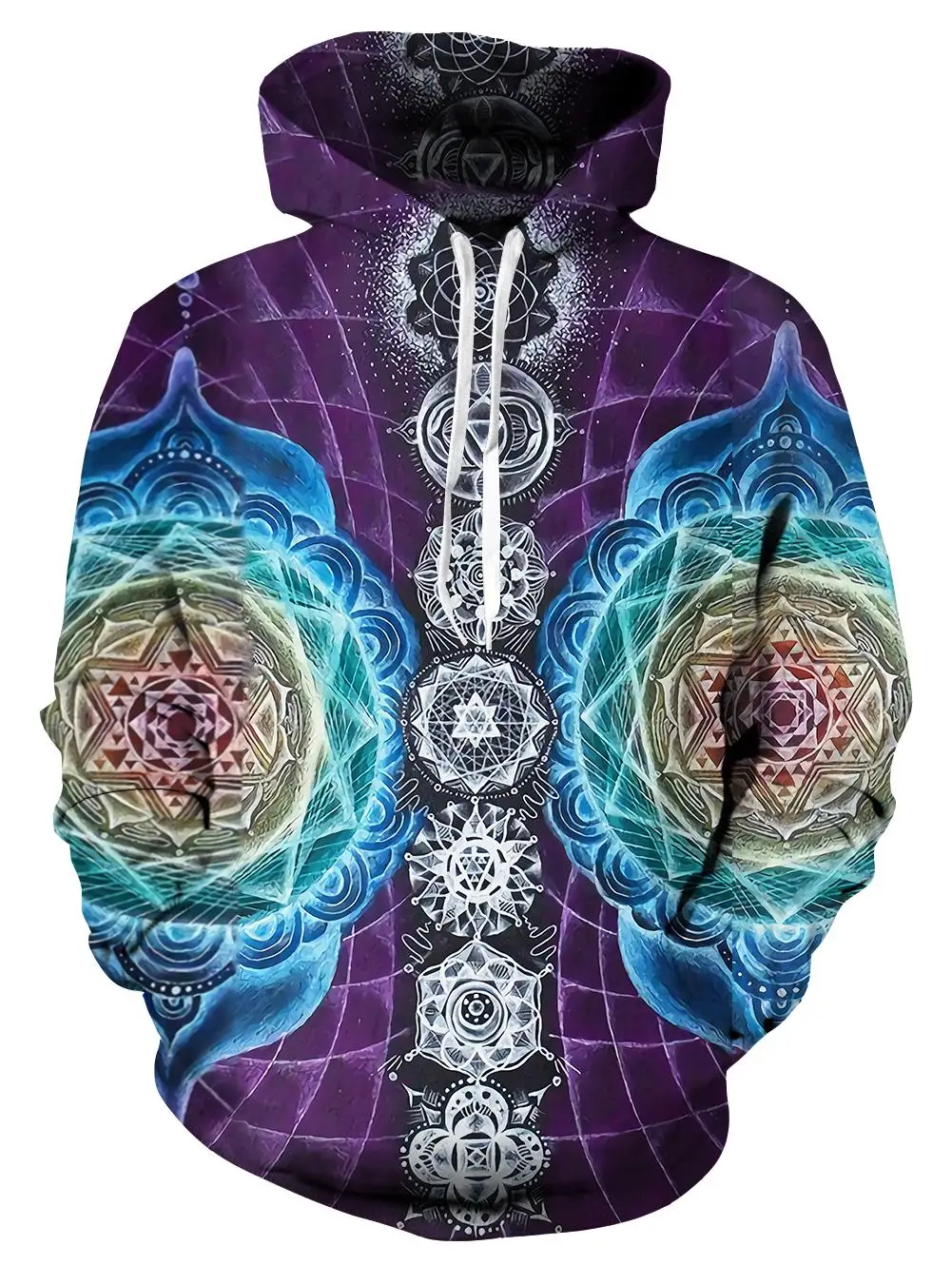 

2019 New 3D Printed Psychedelic Hoodies Trippy Visionary Rainbow Mandala Chakra Art Sublimation Print Hoodies Men Plus Size 3XL