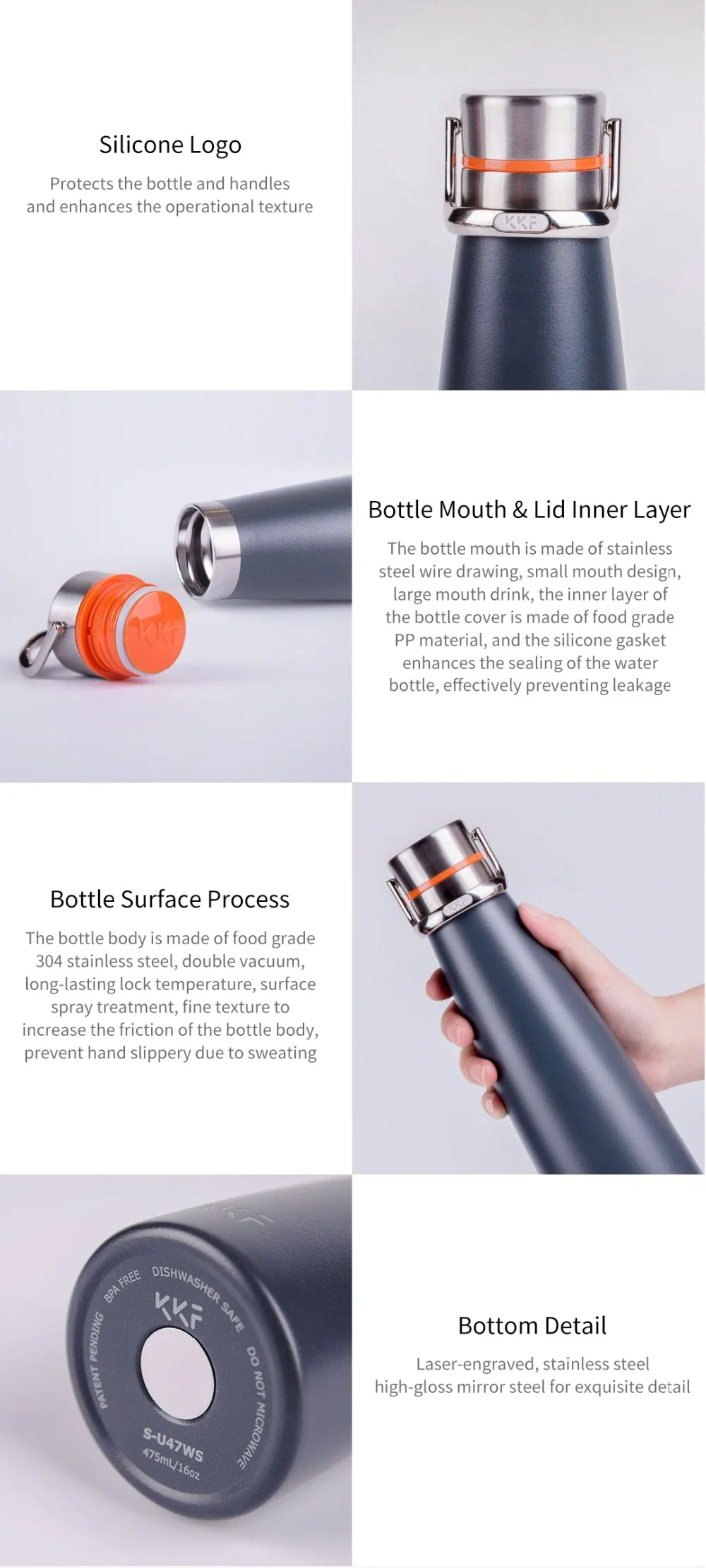 Xiaomi Mijia KKF поцелуй рыба SU-47WS умный вакуумный термос бутылка для воды термос чашка портативная бутылка для воды для зимы