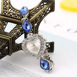 Роскошные модные часы из нержавеющей стали дамы Для женщин jewelry Полный бриллиантовый браслет часы Аналоговые кварцевые наручные часы A40