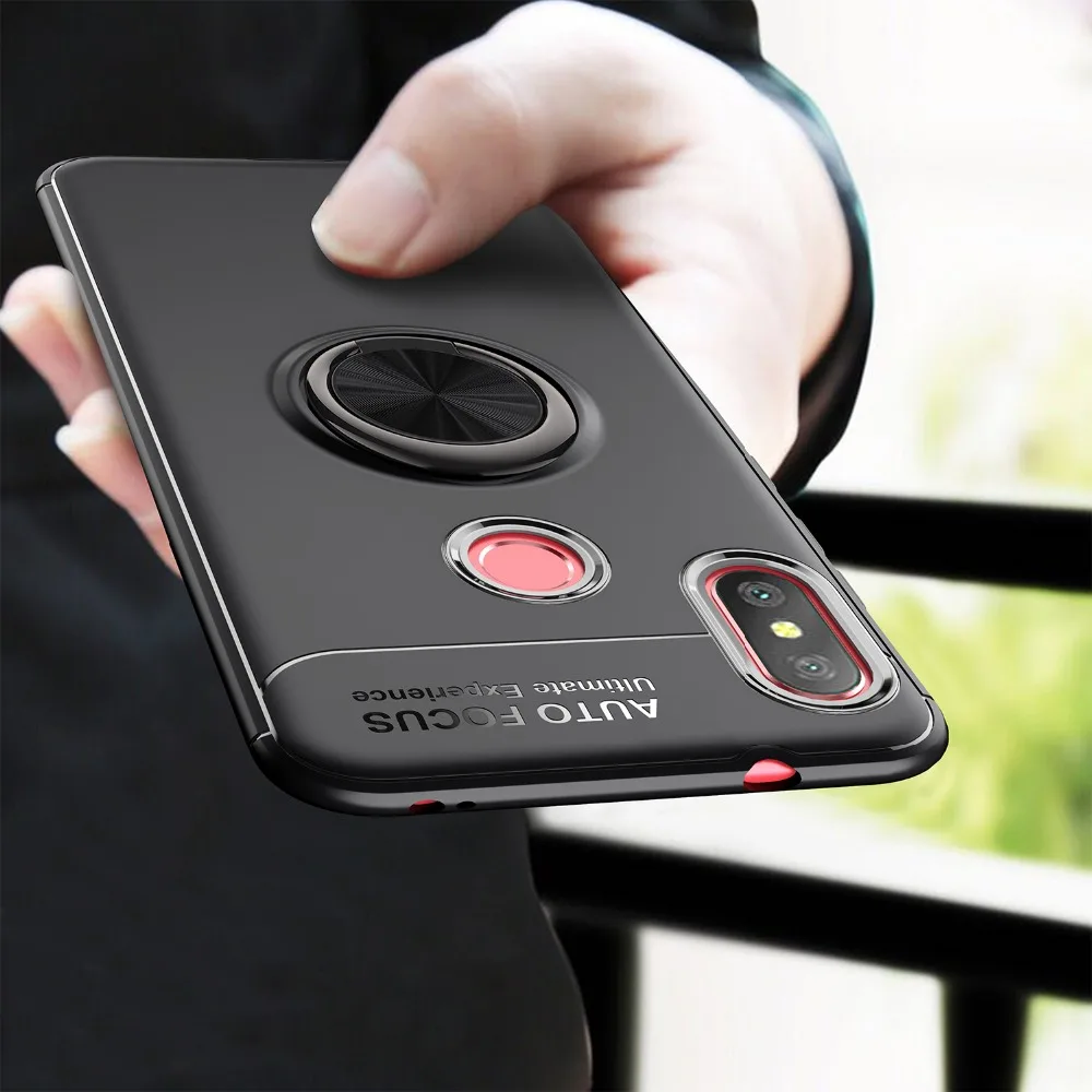 

For Xiaomi Redmi Note 6 Pro Case Rotating Finger Ring Holder Soft Silicone Matte Back Cover For Xiaomi Redmi 6 Note6 Pro 6A case